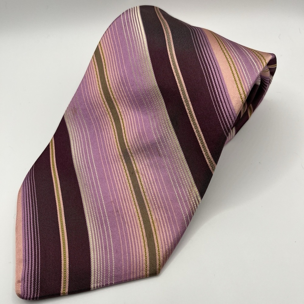 Ted Baker London Striped Handmade in USA Pure Silk 58 X 3.75